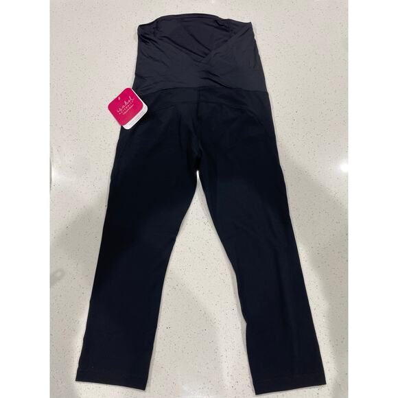 Isabel Maternity Pants Over Belly Active Capri Leggings Pants Small Black NWT - Picture 4 of 9